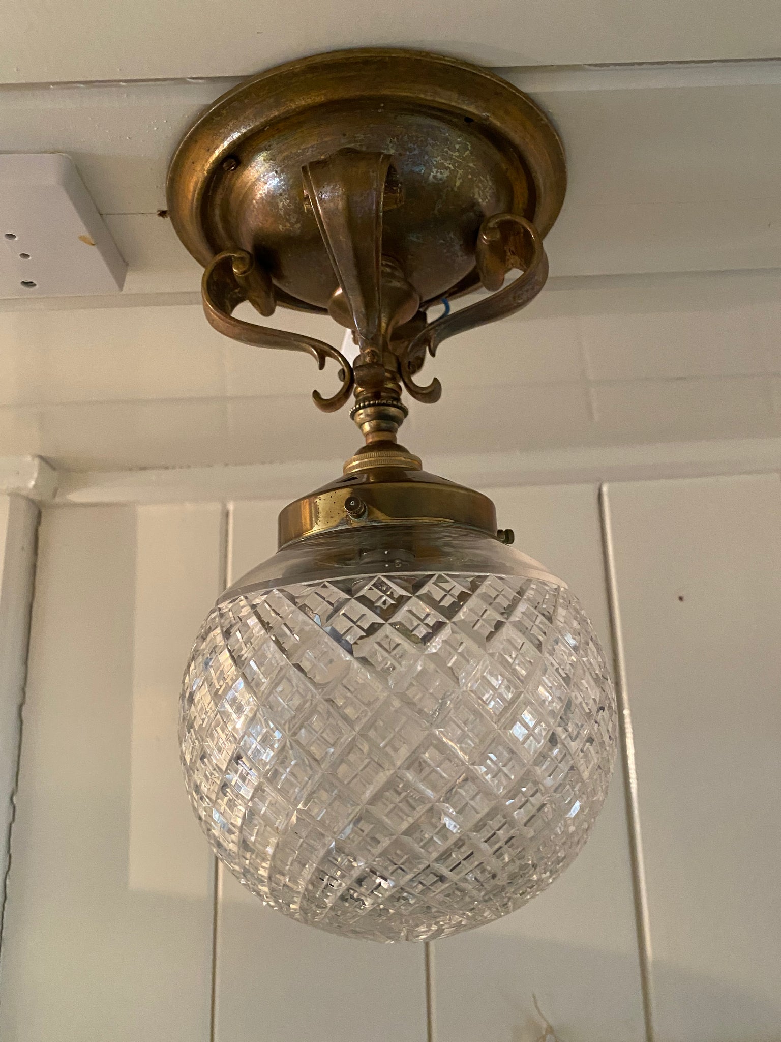 edwardian cut crystal bathroom globe c.1920