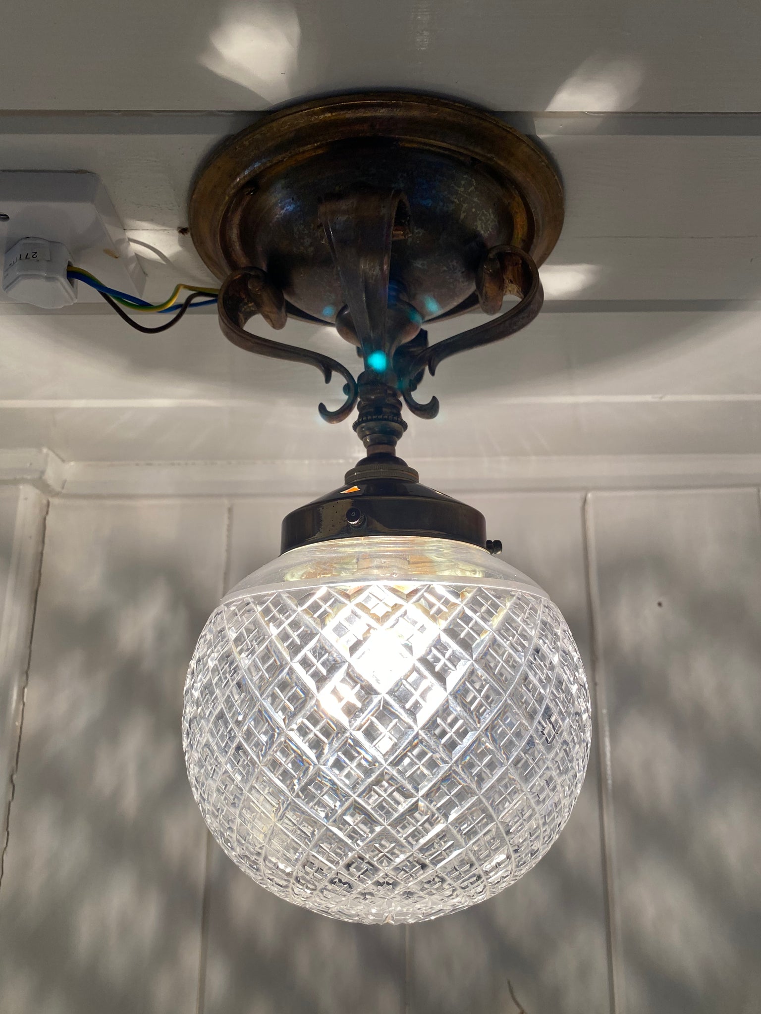 edwardian cut crystal bathroom globe c.1920