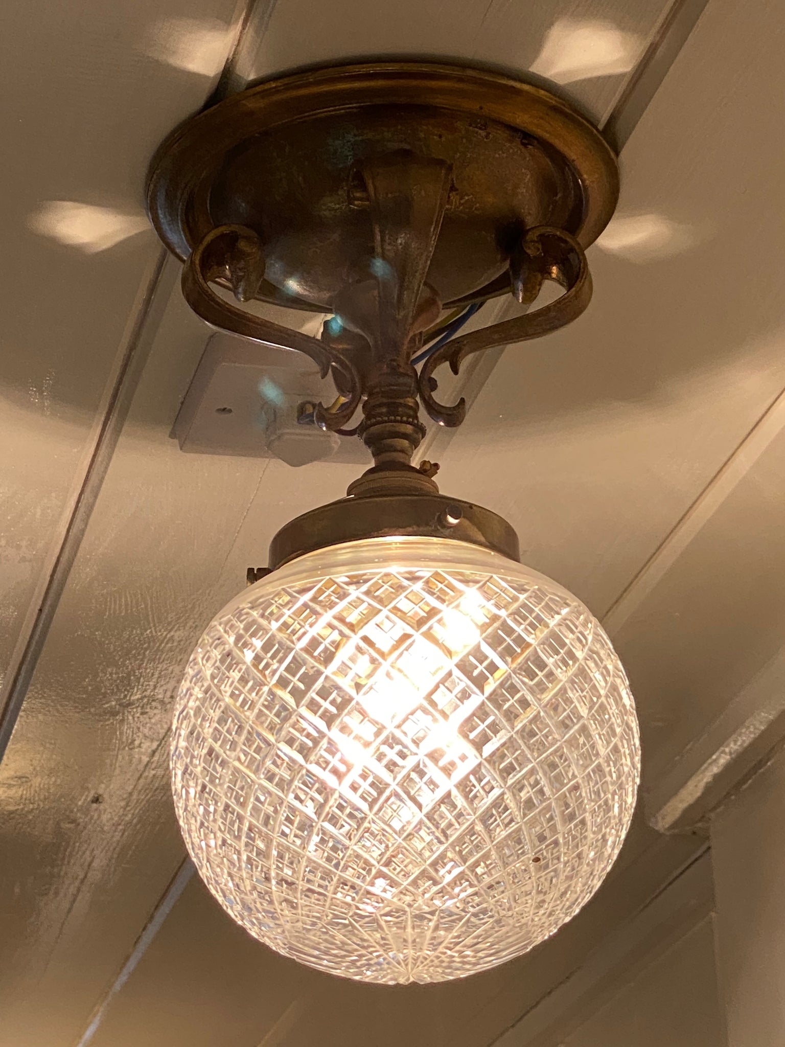 edwardian cut crystal bathroom globe c.1920