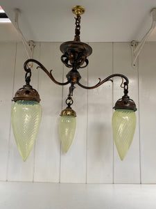 three arm art nouveau pendant lamp c.1910