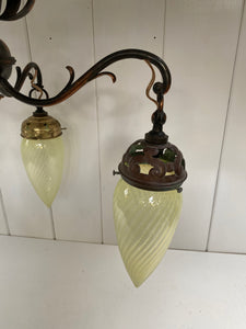 Three Arm Art Nouveau Pendant Lamp C.1910 stiffkey bathrooms