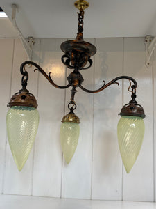 three arm art nouveau pendant lamp c.1910