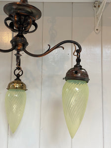 three arm art nouveau pendant lamp c.1910