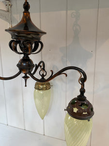 three arm art nouveau pendant lamp c.1910