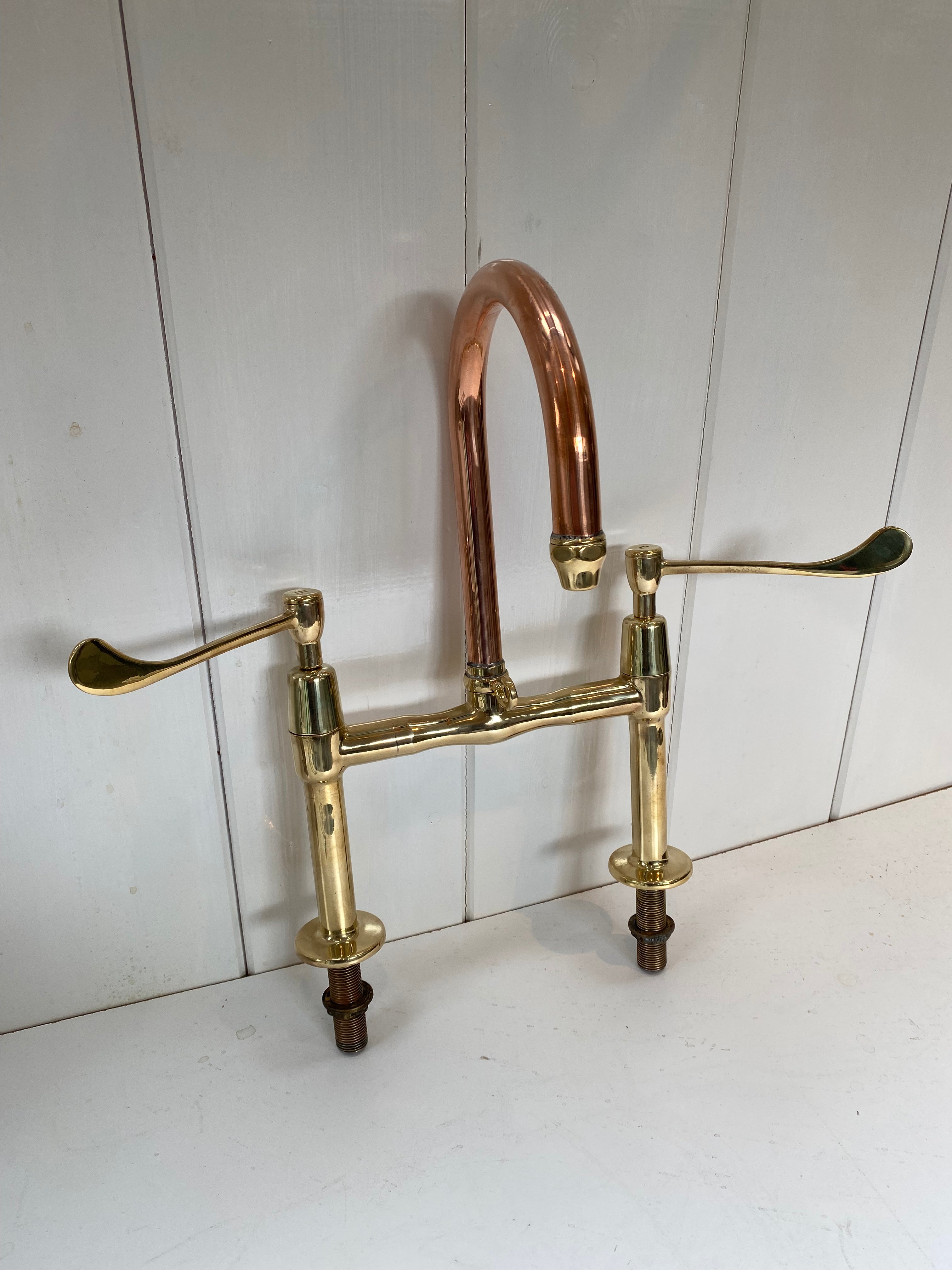 swan neck copper spouted lever mixer tap c.1930 by twyfords