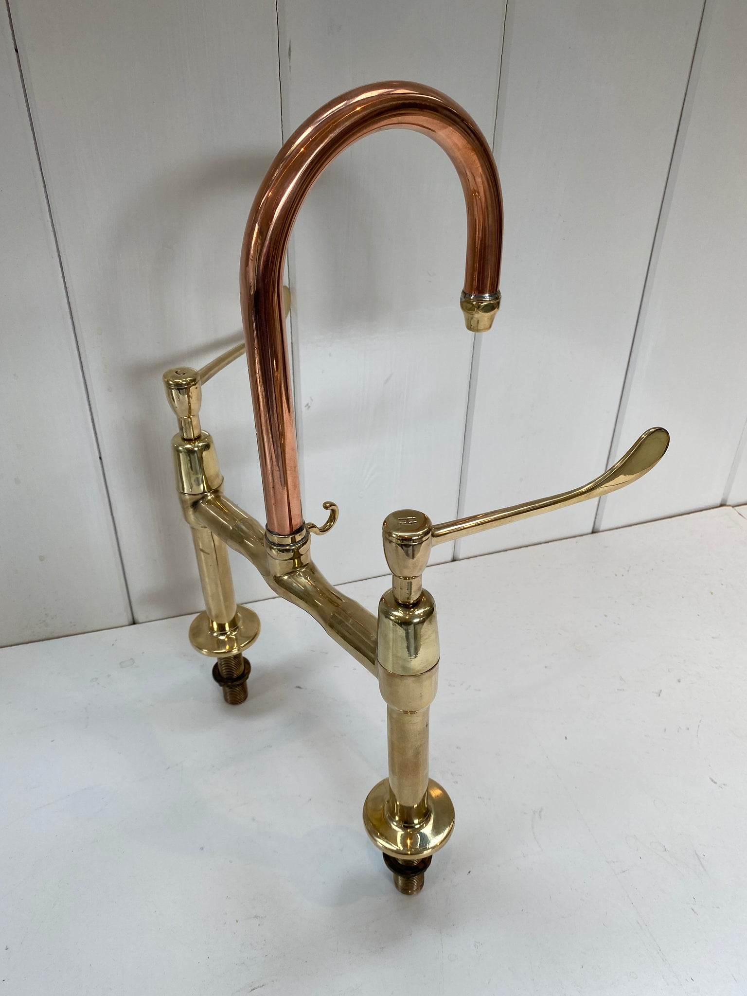 swan neck copper spouted lever mixer tap c.1930 by twyfords