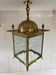 art nouveau hall lantern c.1905 with bevelled glass.