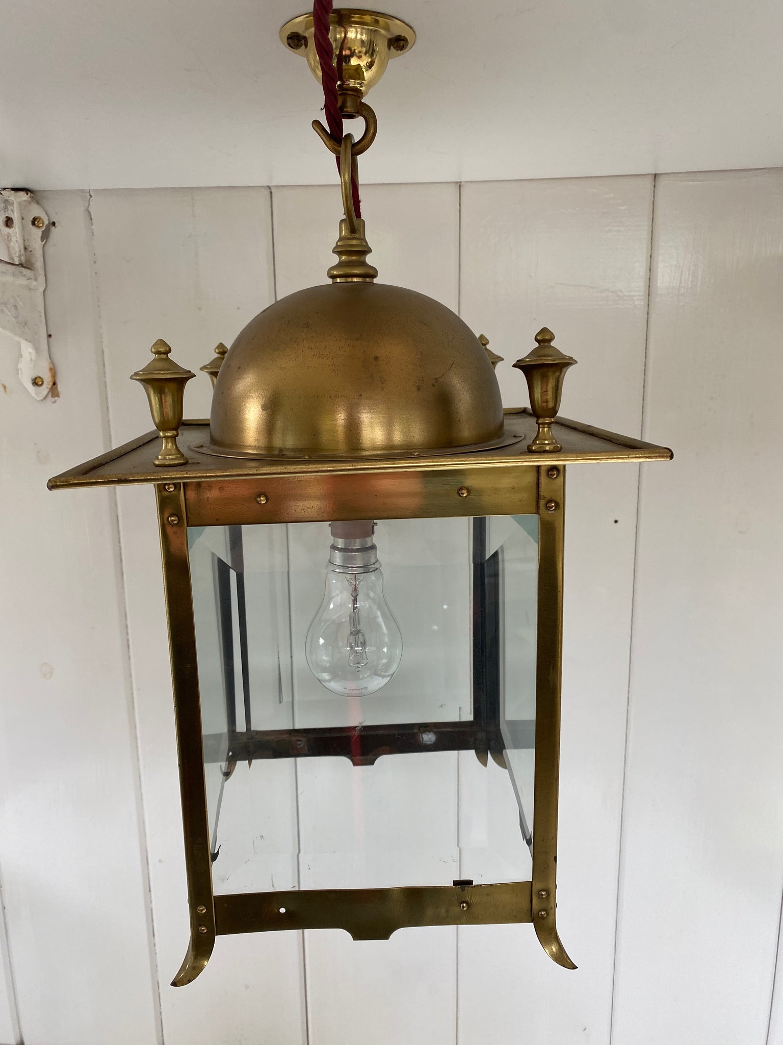 art nouveau hall lantern c.1905 with bevelled glass.