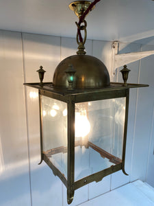 art nouveau hall lantern c.1905 with bevelled glass.