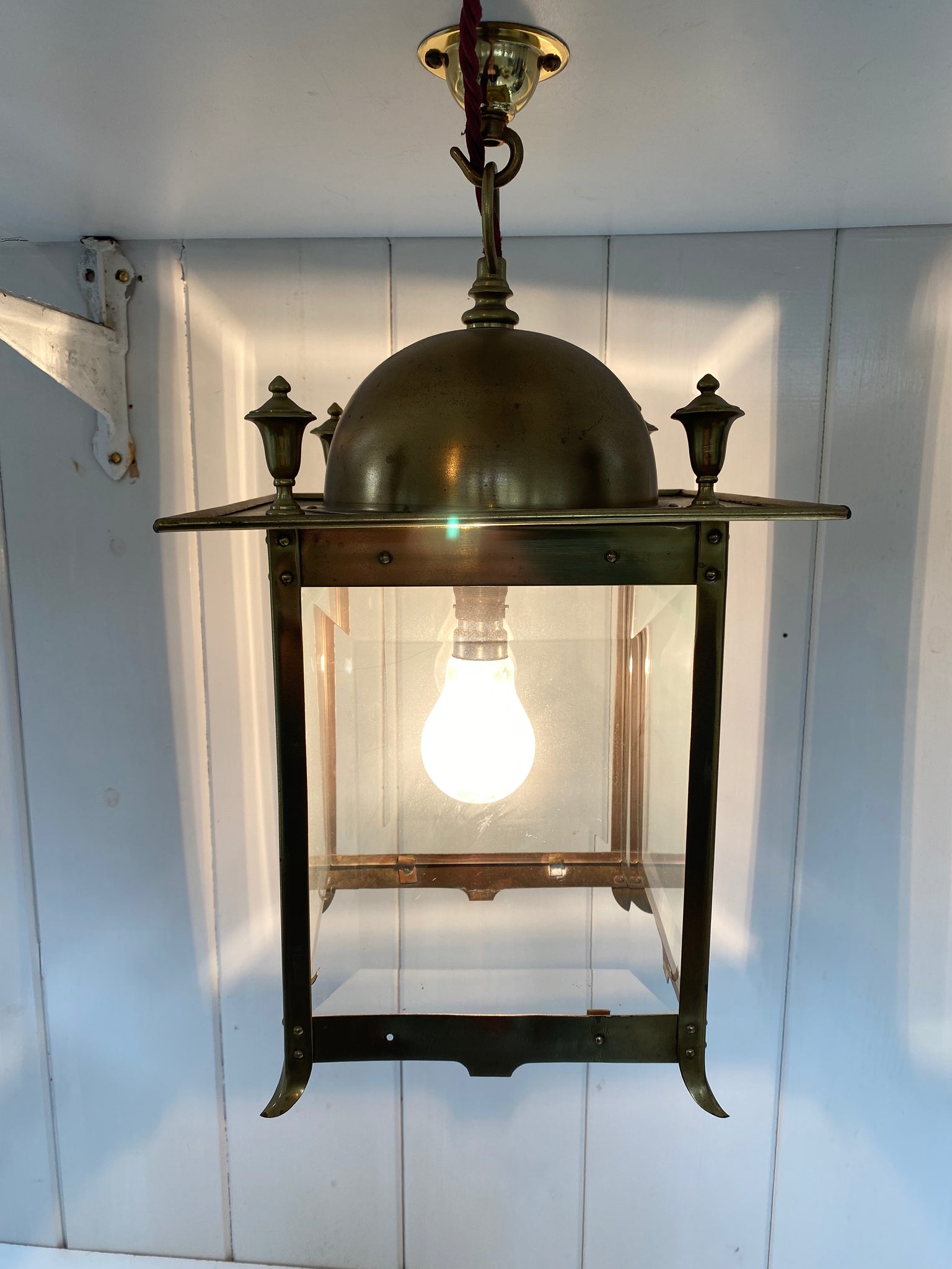 art nouveau hall lantern c.1905 with bevelled glass.