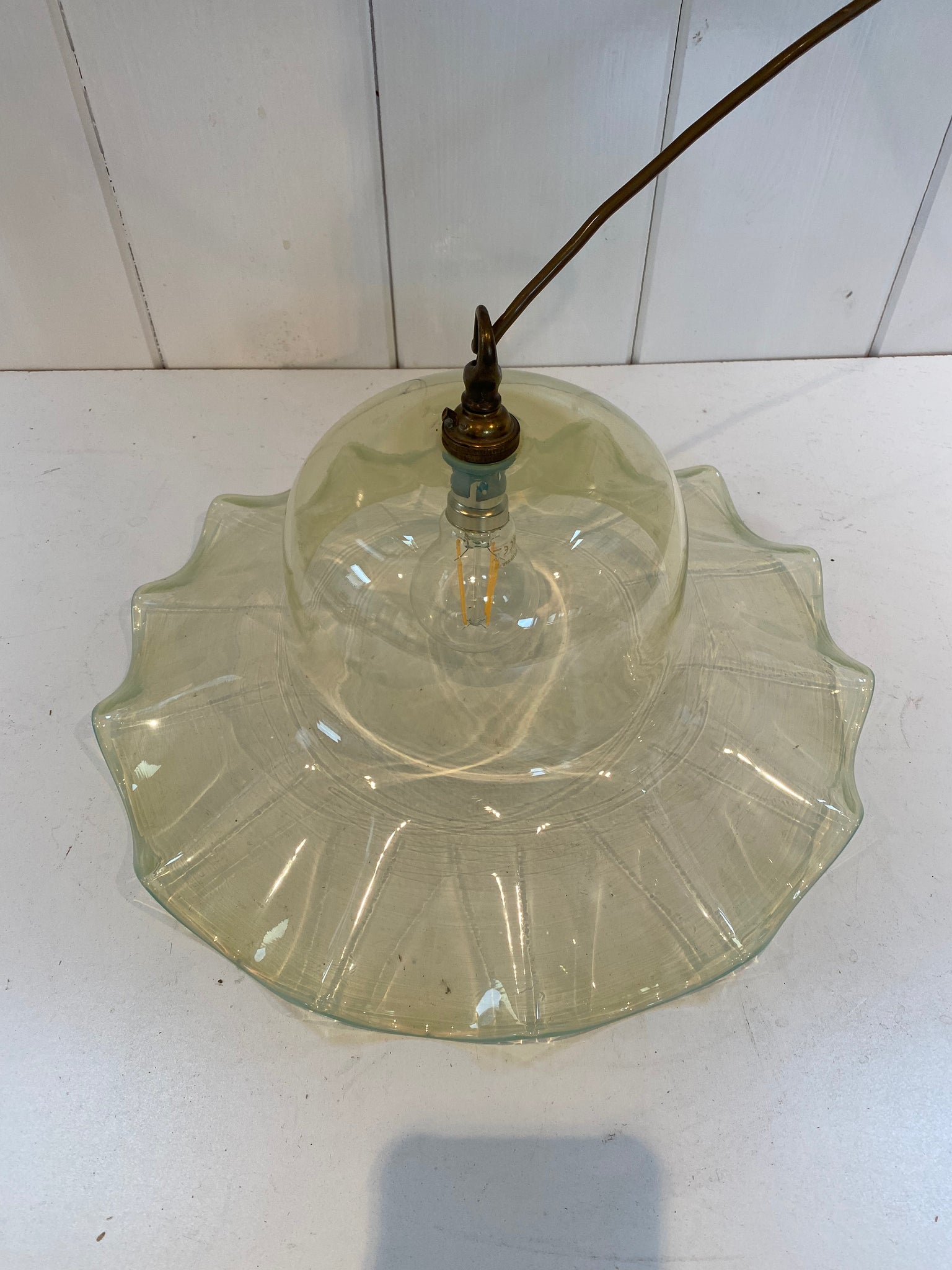 large vaseline pendant lampshade possibly 1970s