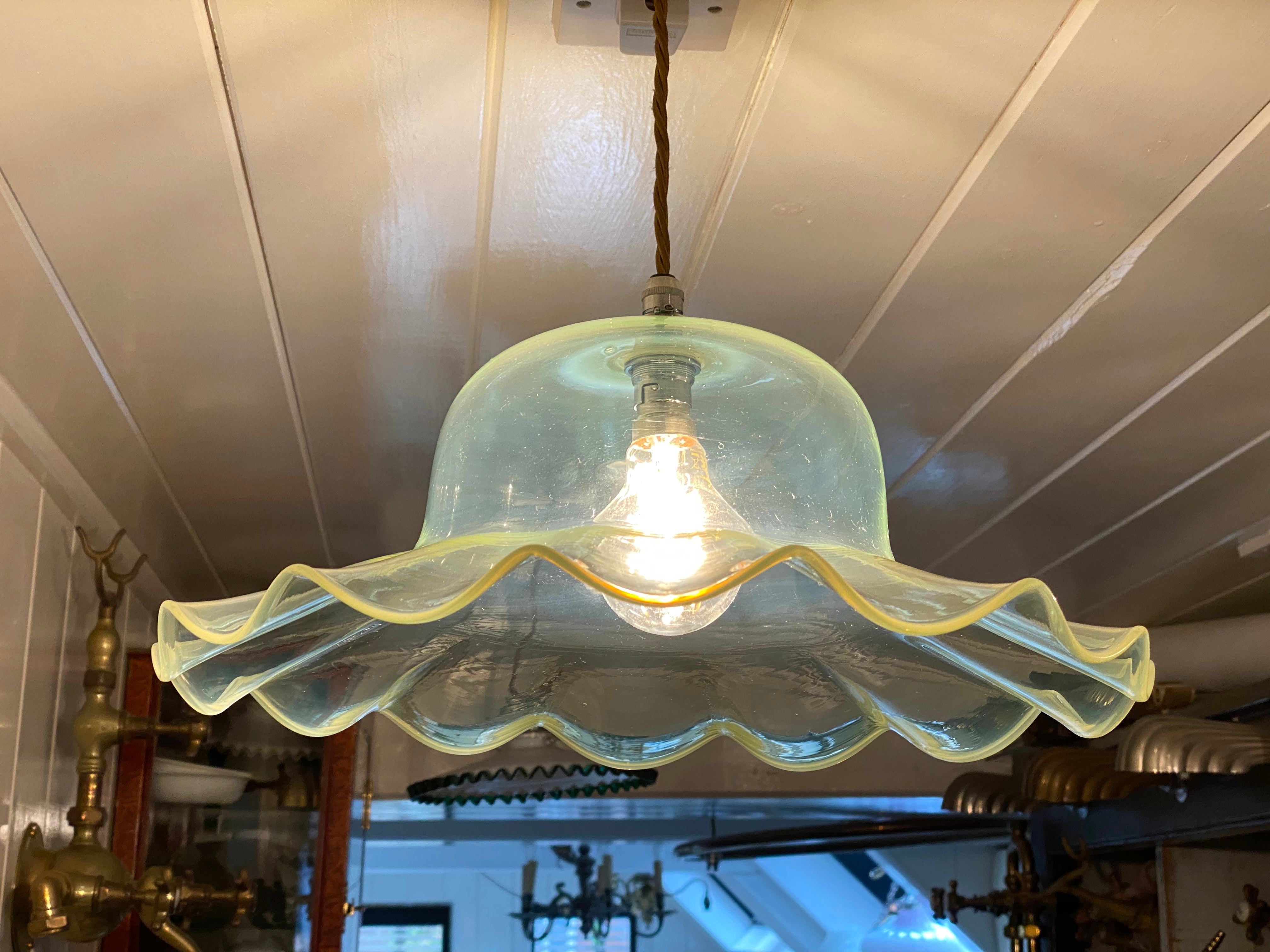 large vaseline pendant lampshade possibly 1970s