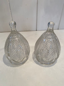 a pair of cut crystal pineapple lampshades c.1910 with original antique brass galleries