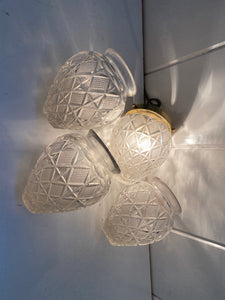 a set of four french cut crystal pineapple lampshades c.1900