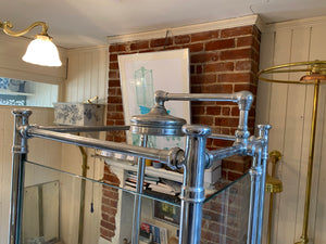 1930's cast iron shower bath with glass screens and chrome plated brassware