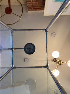 1930's cast iron shower bath with glass screens and chrome plated brassware