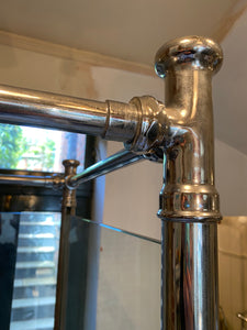 1930's cast iron shower bath with glass screens and chrome plated brassware