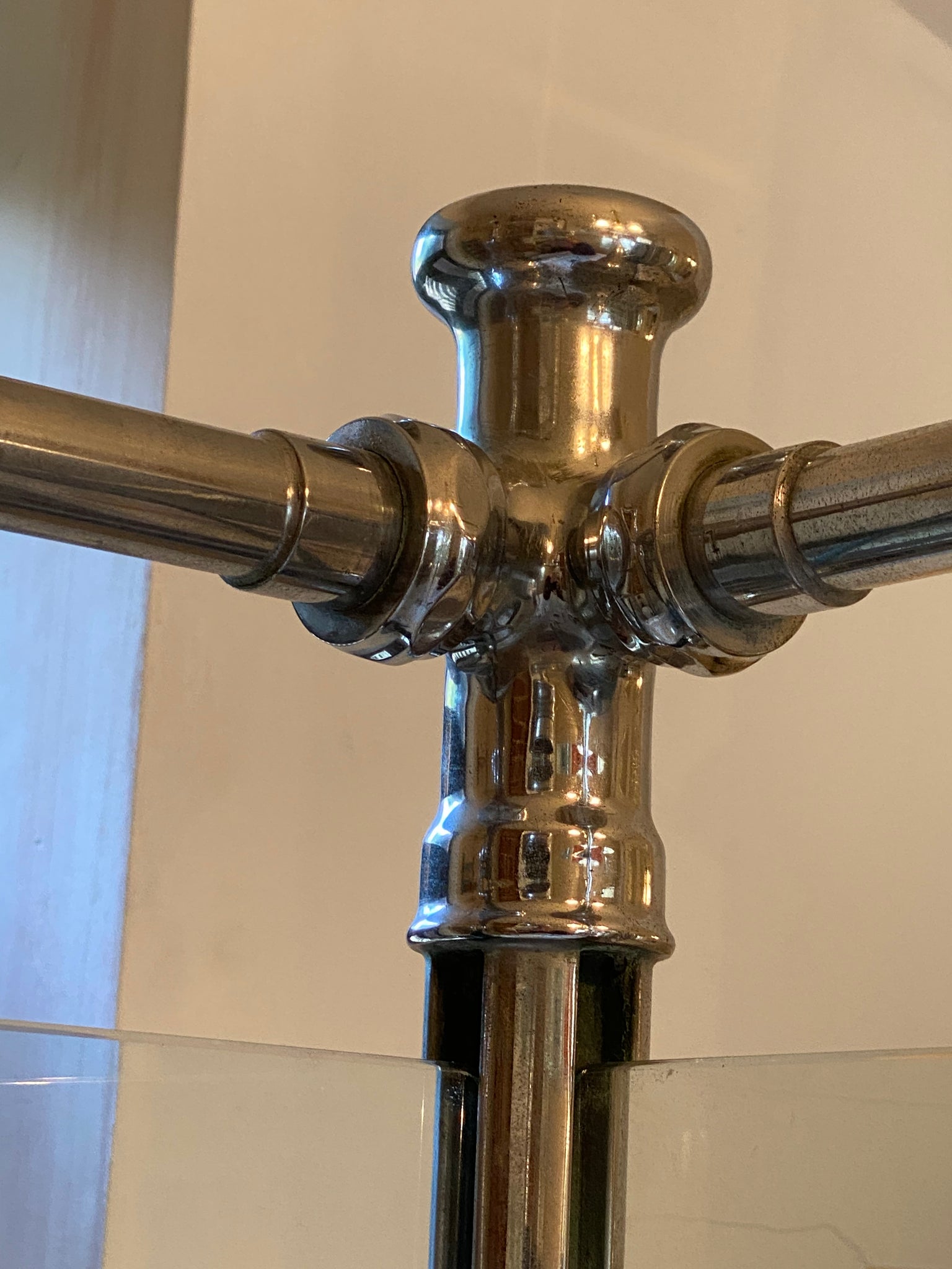 1930's cast iron shower bath with glass screens and chrome plated brassware