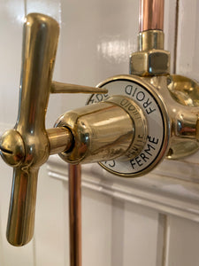reversible french/english wall-fixing thermostatic shower c. 1950