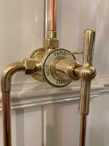 reversible french/english wall-fixing thermostatic shower c. 1950
