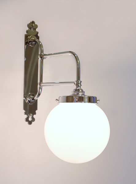 double bar wall light with clear glass 6" globe