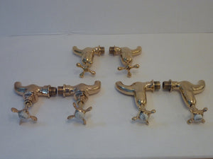 3 pairs of bib taps in polished brass