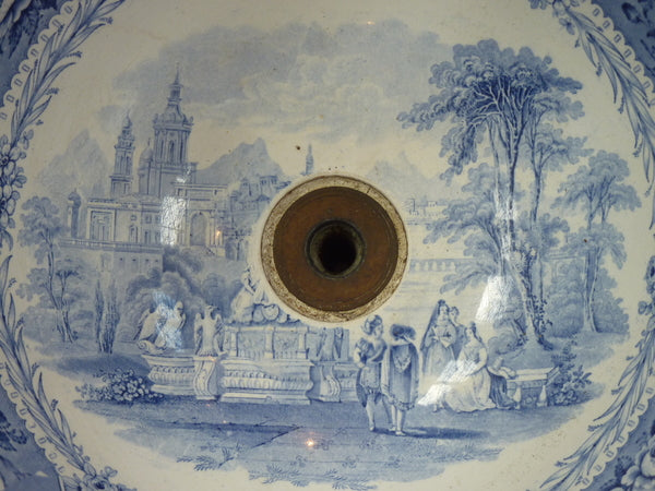 victorian blue transfer plug basin c.1860