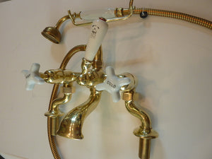 edwardian bath/shower mixer with porcelain handles