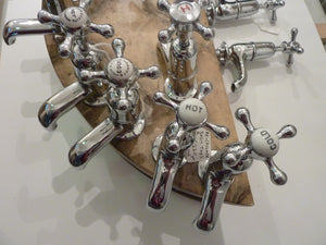 selection of re-chromed vintage basin taps c.1930
