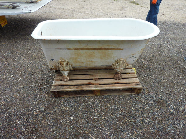 french single ended cast iron roll top bath c.1880