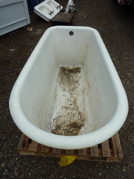 french single ended cast iron roll top bath c.1880