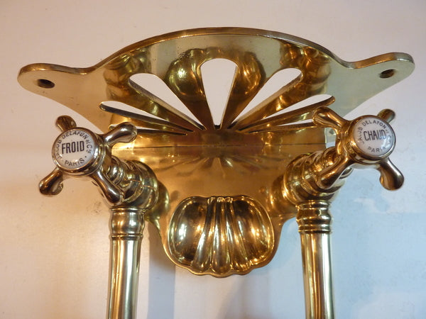 french bath taps and wall plate with soap dish by jacob delafon, paris c.1920