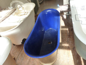 indigo blue enamelled cast iron french bateau bath c.1890