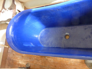 indigo blue enamelled cast iron french bateau bath c.1890
