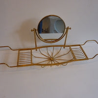 polished brass bath bridge with 2-sided mirror c.1950