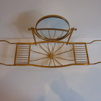 polished brass bath bridge with 2-sided mirror c.1950