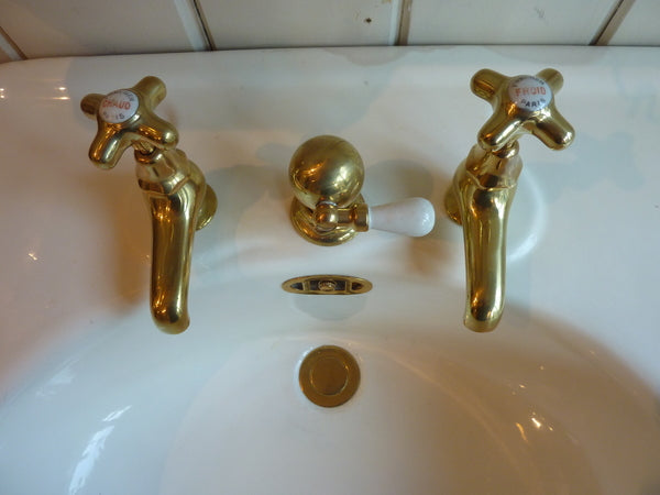bow-fronted double basin on 2 pedestals by porcher, paris c.1900