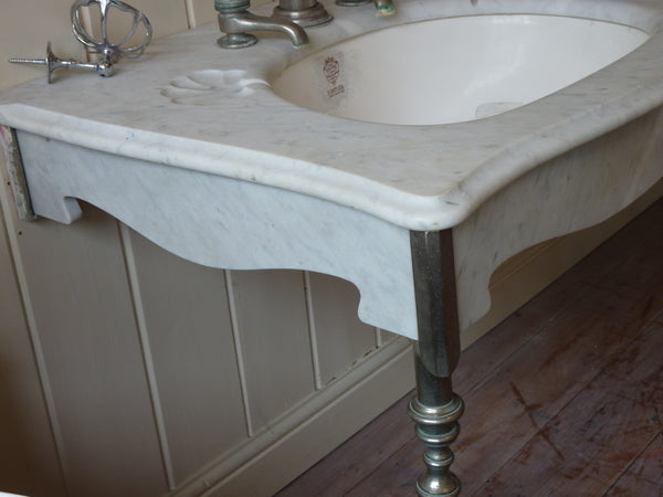 a pair of "simplex" carrara marble basins by j bolding c.1900
