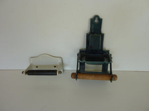 2 vintage enamel roll holders