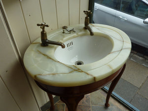 small freestanding jade onyx vanity topped basin by shanks c.1920