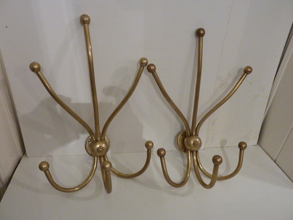 very large original antique bistro hat & coat hooks c.1920